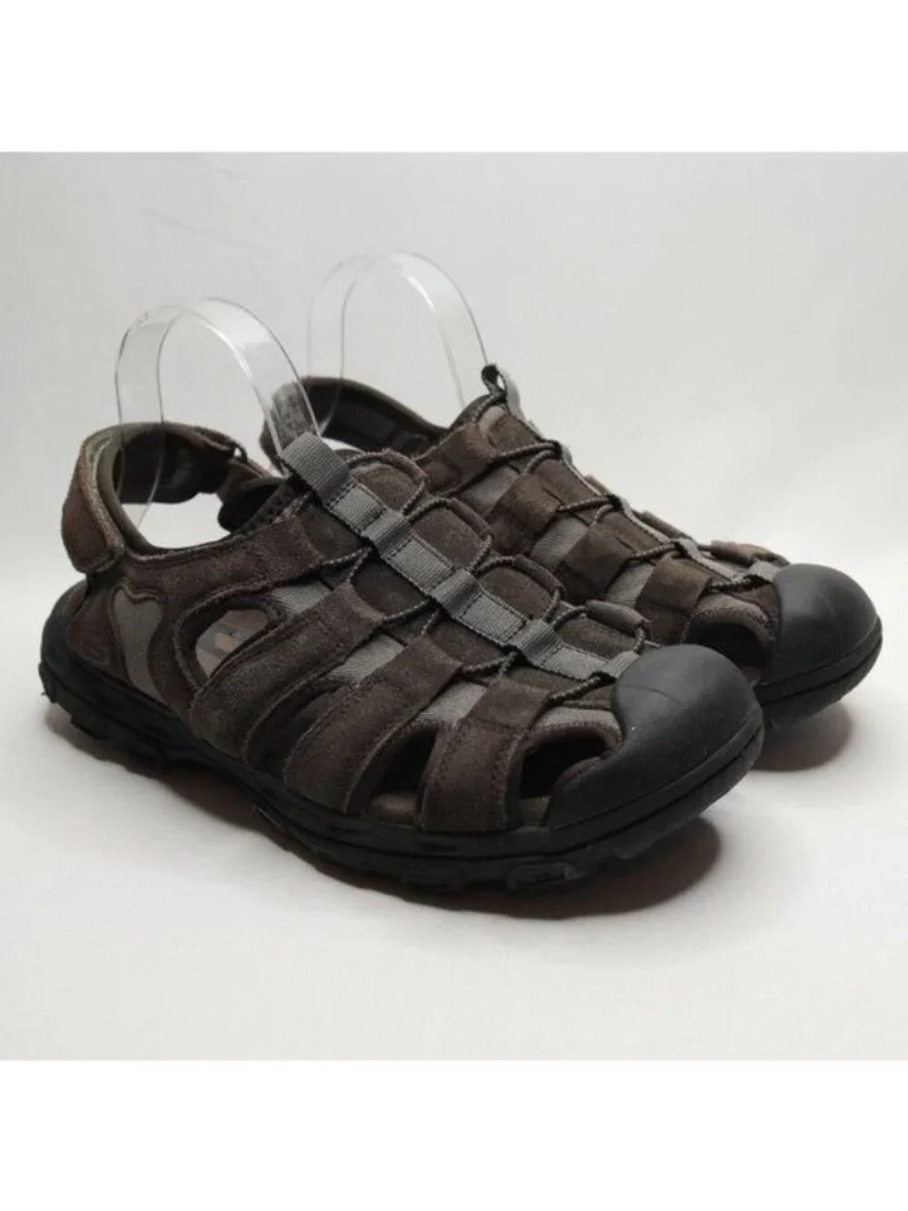 Skechers Selmo Men's Size 10 Brown Black Leather Slip On Fisherman Sandals